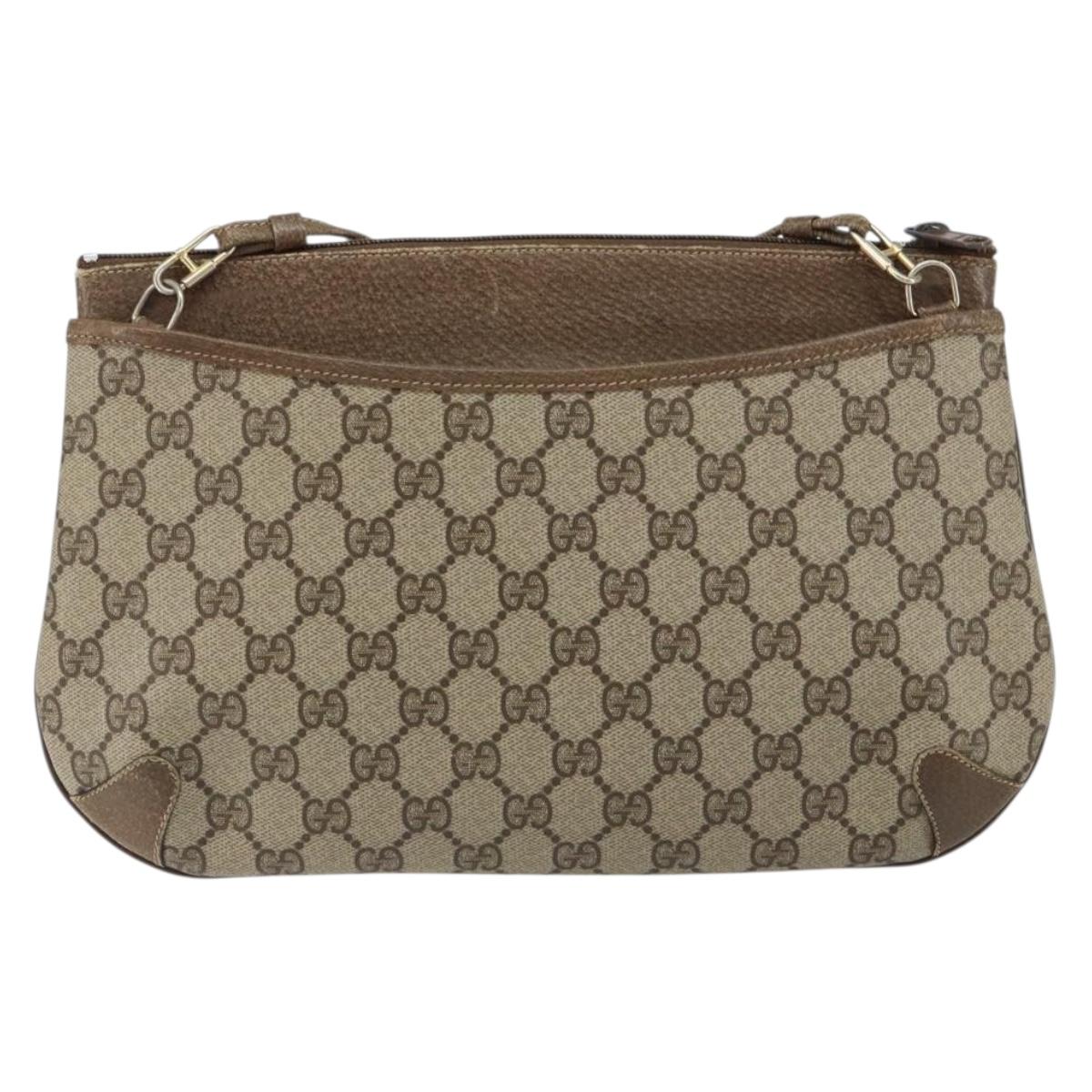 GUCCI GG Supreme Web Sherry Line Bag PVC Beige Gold Red 904 02 026 Auth ka332