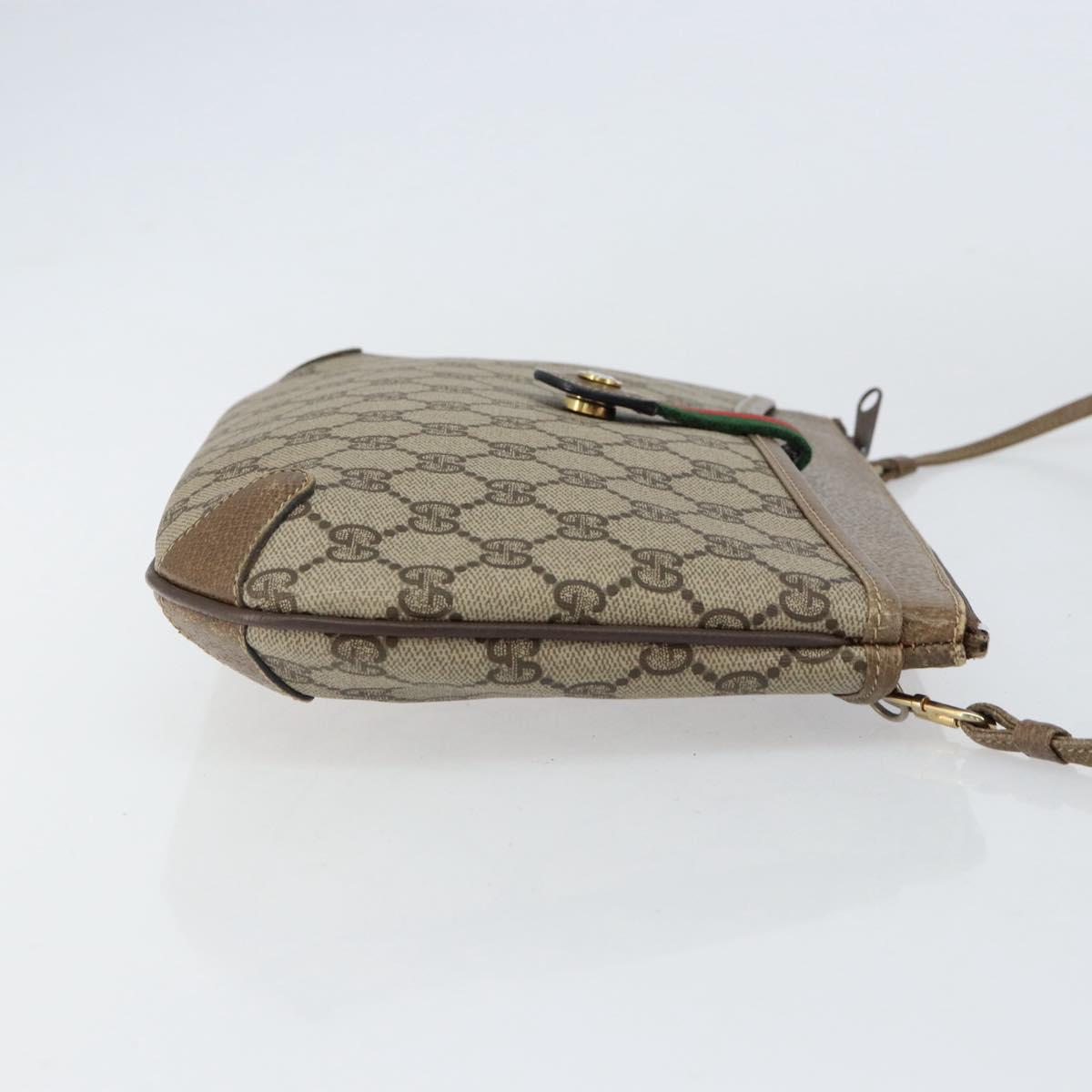 GUCCI GG Supreme Web Sherry Line Bag PVC Beige Gold Red 904 02 026 Auth ka332