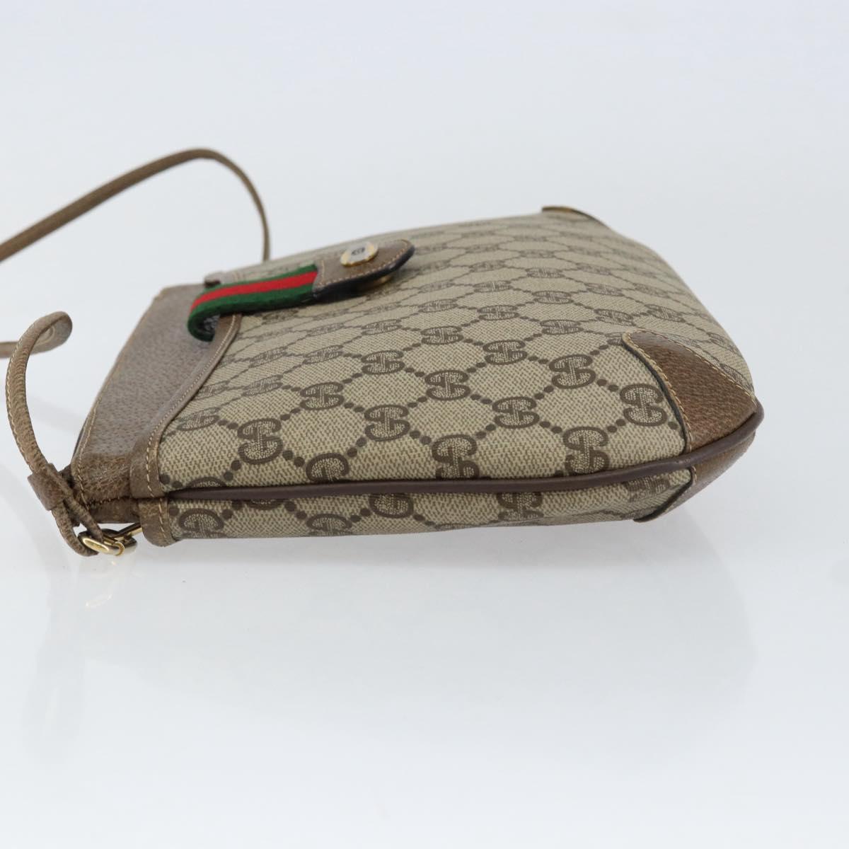 GUCCI GG Supreme Web Sherry Line Bag PVC Beige Gold Red 904 02 026 Auth ka332