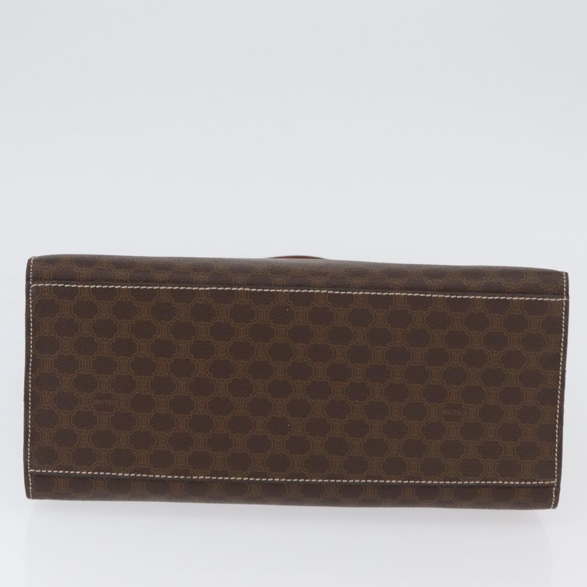CELINE Macadam Canvas Hand Bag PVC Leather Brown Gold Auth ka3321