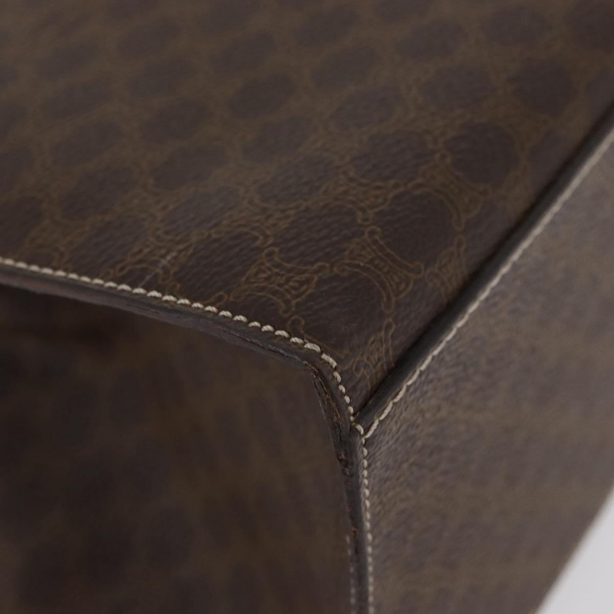 CELINE Macadam Canvas Hand Bag PVC Leather Brown Gold Auth ka3321