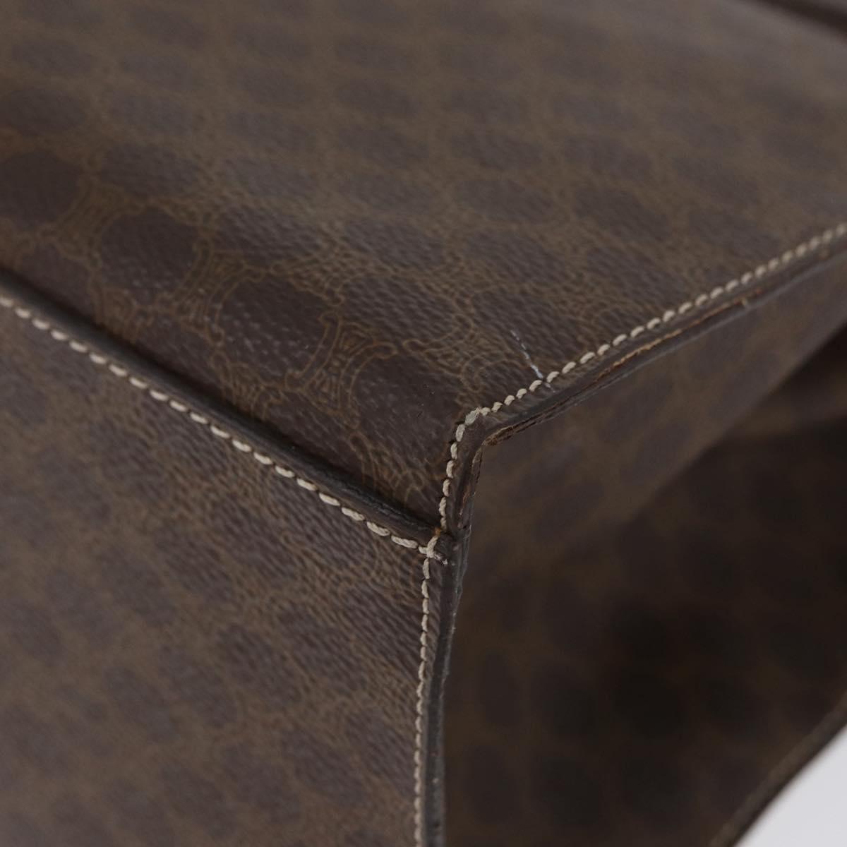 CELINE Macadam Canvas Hand Bag PVC Leather Brown Gold Auth ka3321