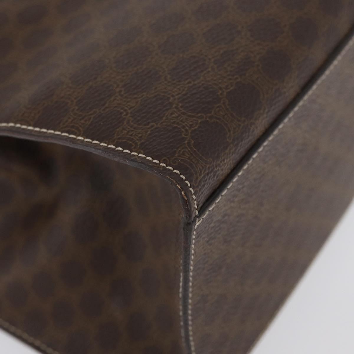 CELINE Macadam Canvas Hand Bag PVC Leather Brown Gold Auth ka3321