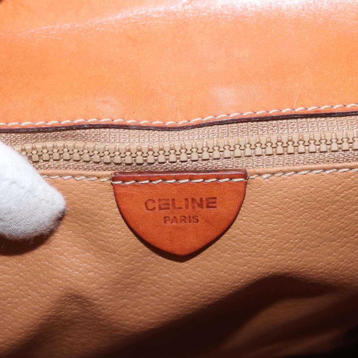 CELINE Macadam Canvas Hand Bag PVC Leather Brown Gold Auth ka3321