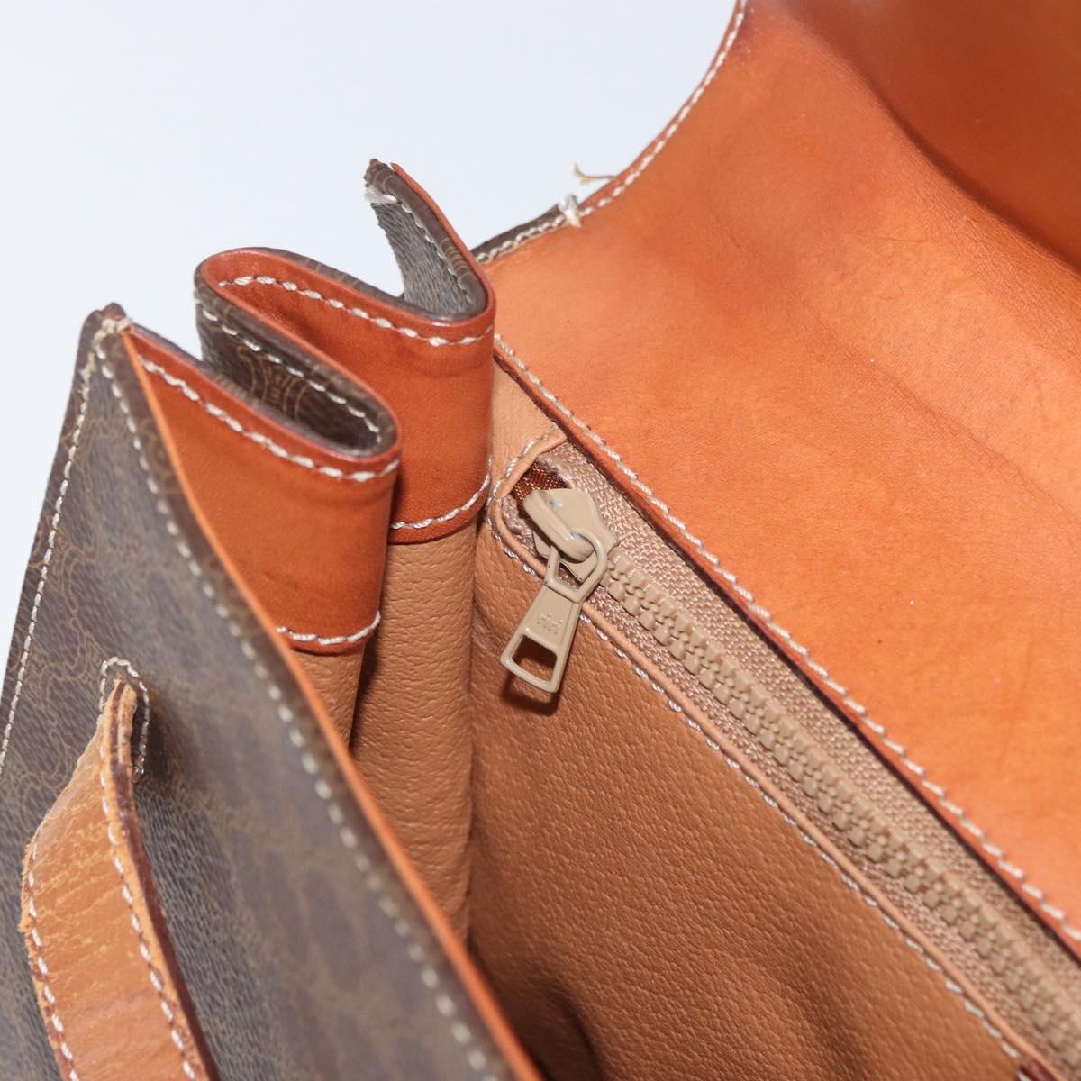 CELINE Macadam Canvas Hand Bag PVC Leather Brown Gold Auth ka3321