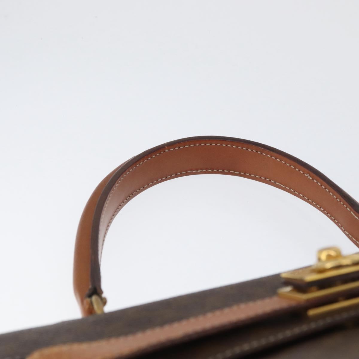 CELINE Macadam Canvas Hand Bag PVC Leather Brown Gold Auth ka3321