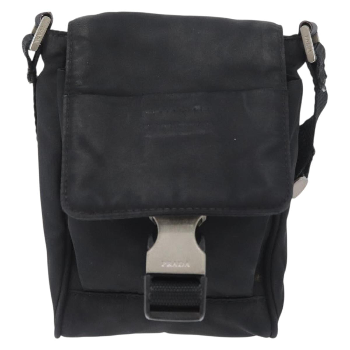 PRADA Shoulder Bag Nylon Black Silver Auth ka3326