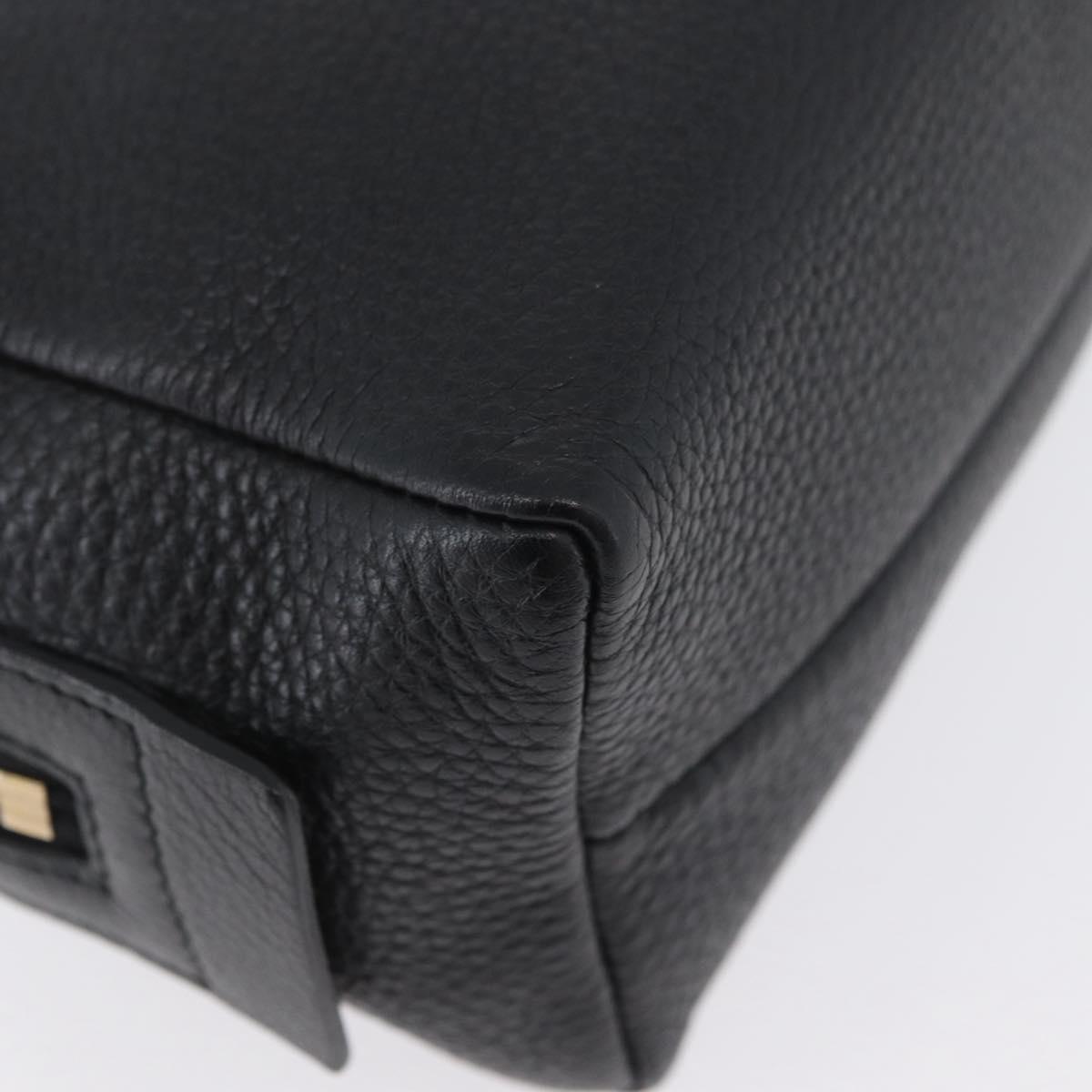 GUCCI Pouch Leather Black Gold 308636 Auth ka3331A
