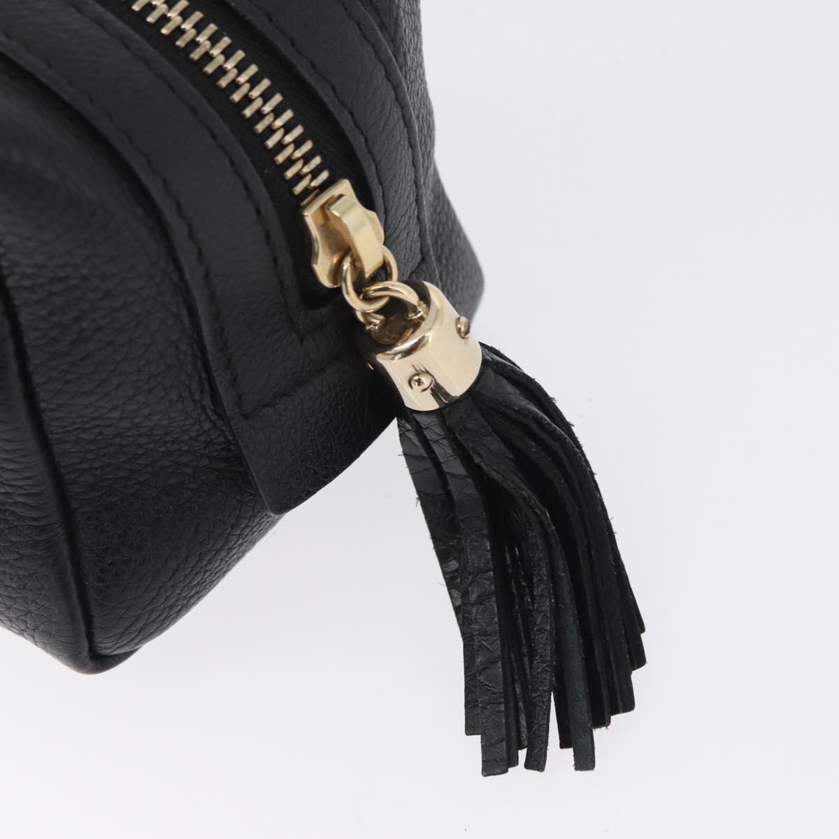 GUCCI Pouch Leather Black Gold 308636 Auth ka3331A