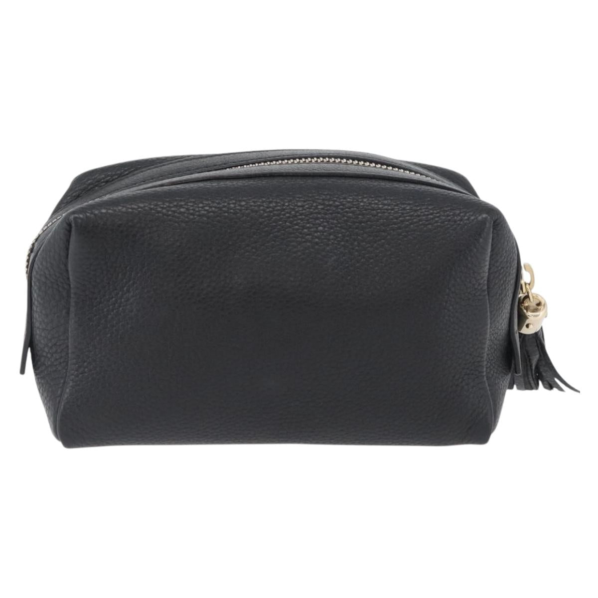 GUCCI Pouch Leather Black Gold 308636 Auth ka3331A