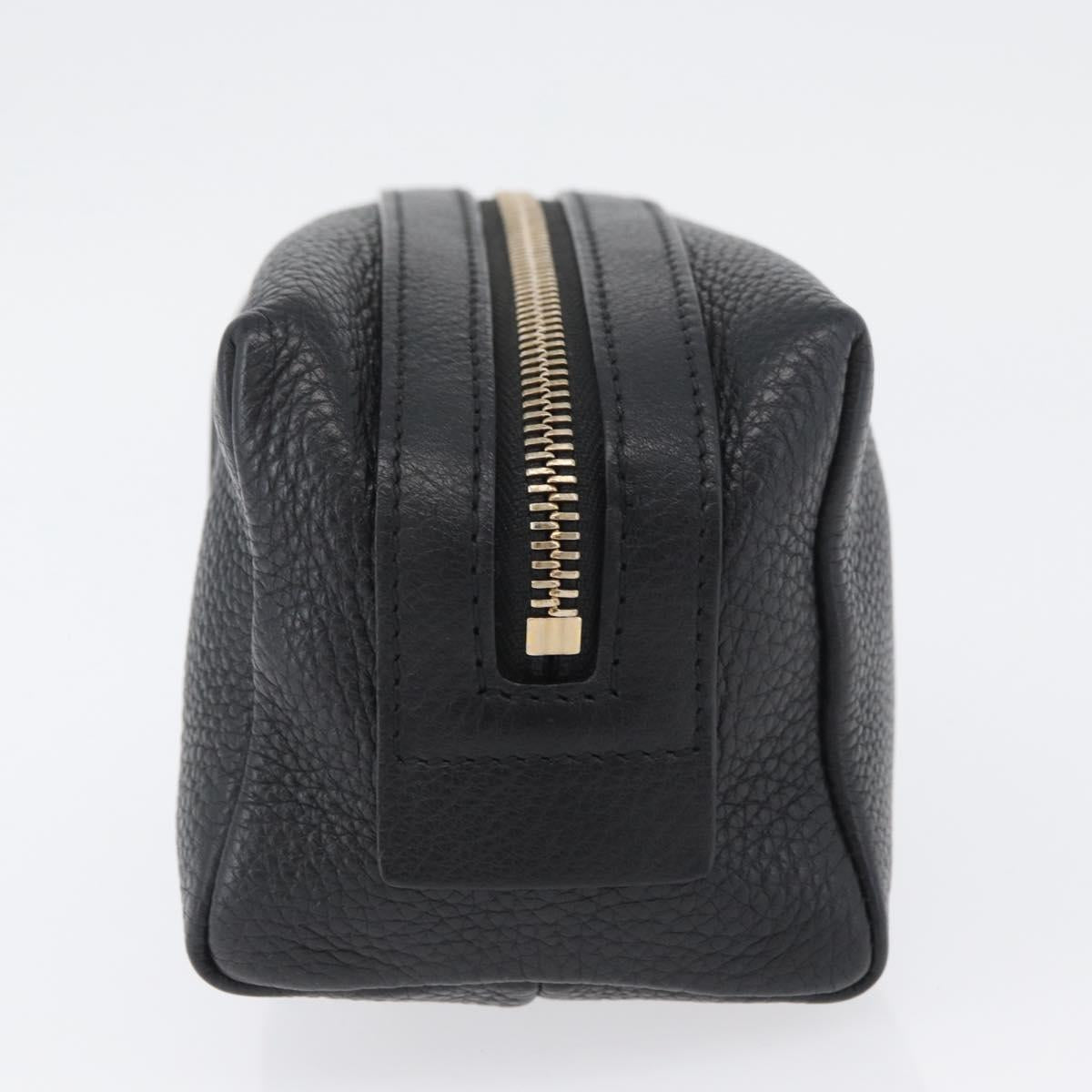 GUCCI Pouch Leather Black Gold 308636 Auth ka3331A