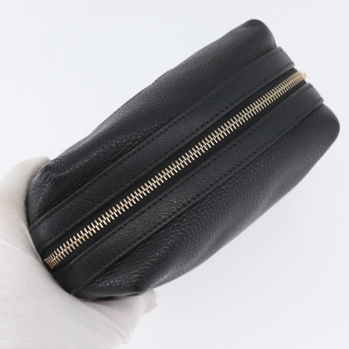 GUCCI Pouch Leather Black Gold 308636 Auth ka3331A