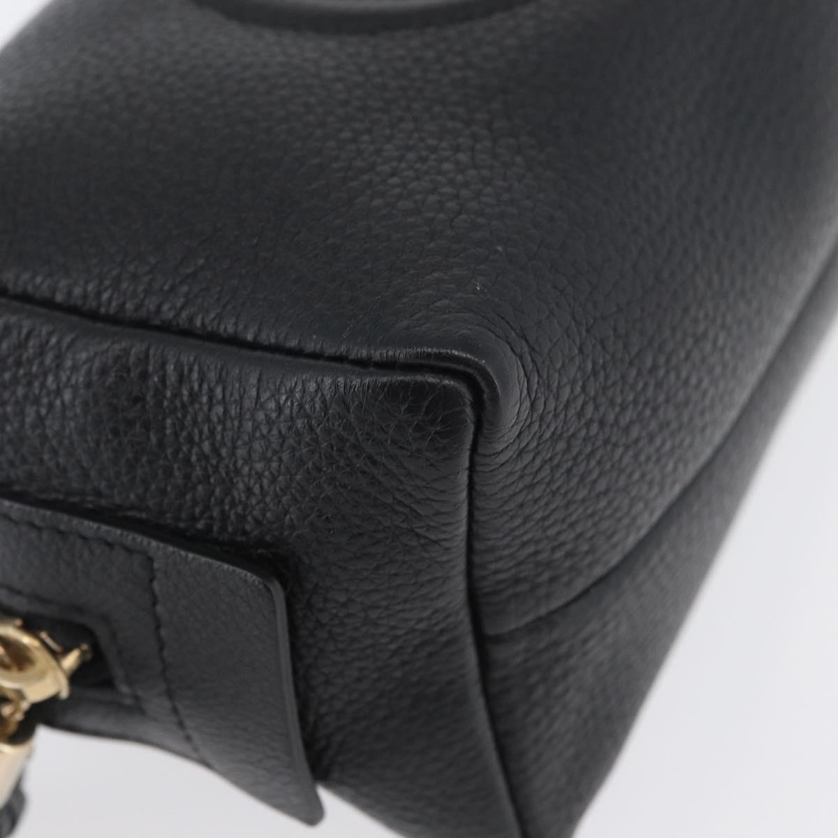 GUCCI Pouch Leather Black Gold 308636 Auth ka3331A