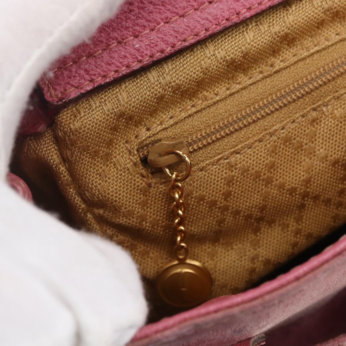GUCCI Bamboo Hand Bag Suede Pink Gold 000 123 0316 Auth ka334