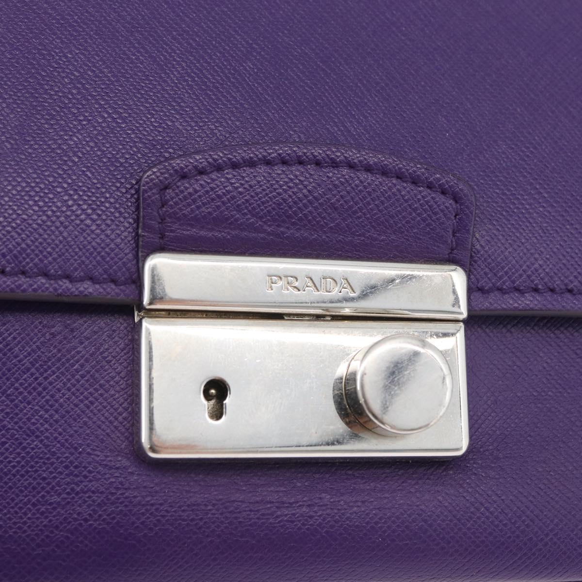 PRADA Chain Shoulder Bag Safiano leather Purple Silver Auth ka3343A