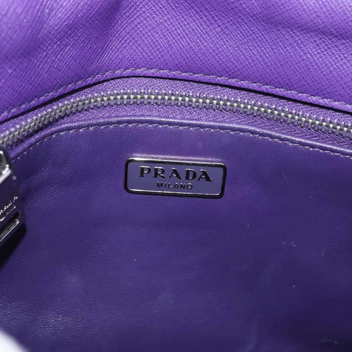 PRADA Chain Shoulder Bag Safiano leather Purple Silver Auth ka3343A