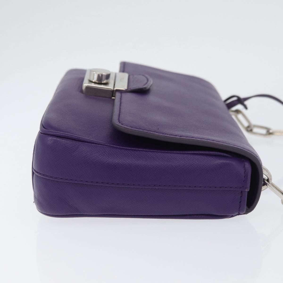PRADA Chain Shoulder Bag Safiano leather Purple Silver Auth ka3343A