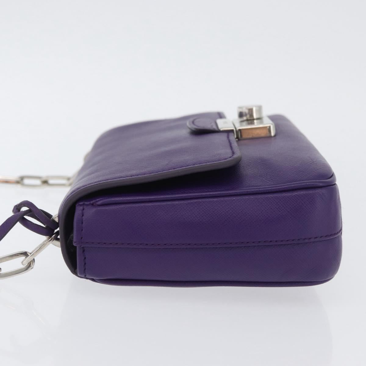 PRADA Chain Shoulder Bag Safiano leather Purple Silver Auth ka3343A