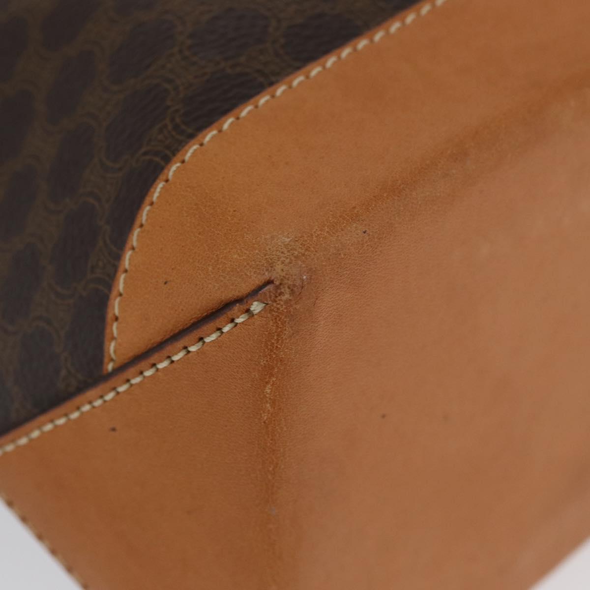CELINE Macadam Canvas Hand Bag PVC Leather Brown Gold Auth ka3354