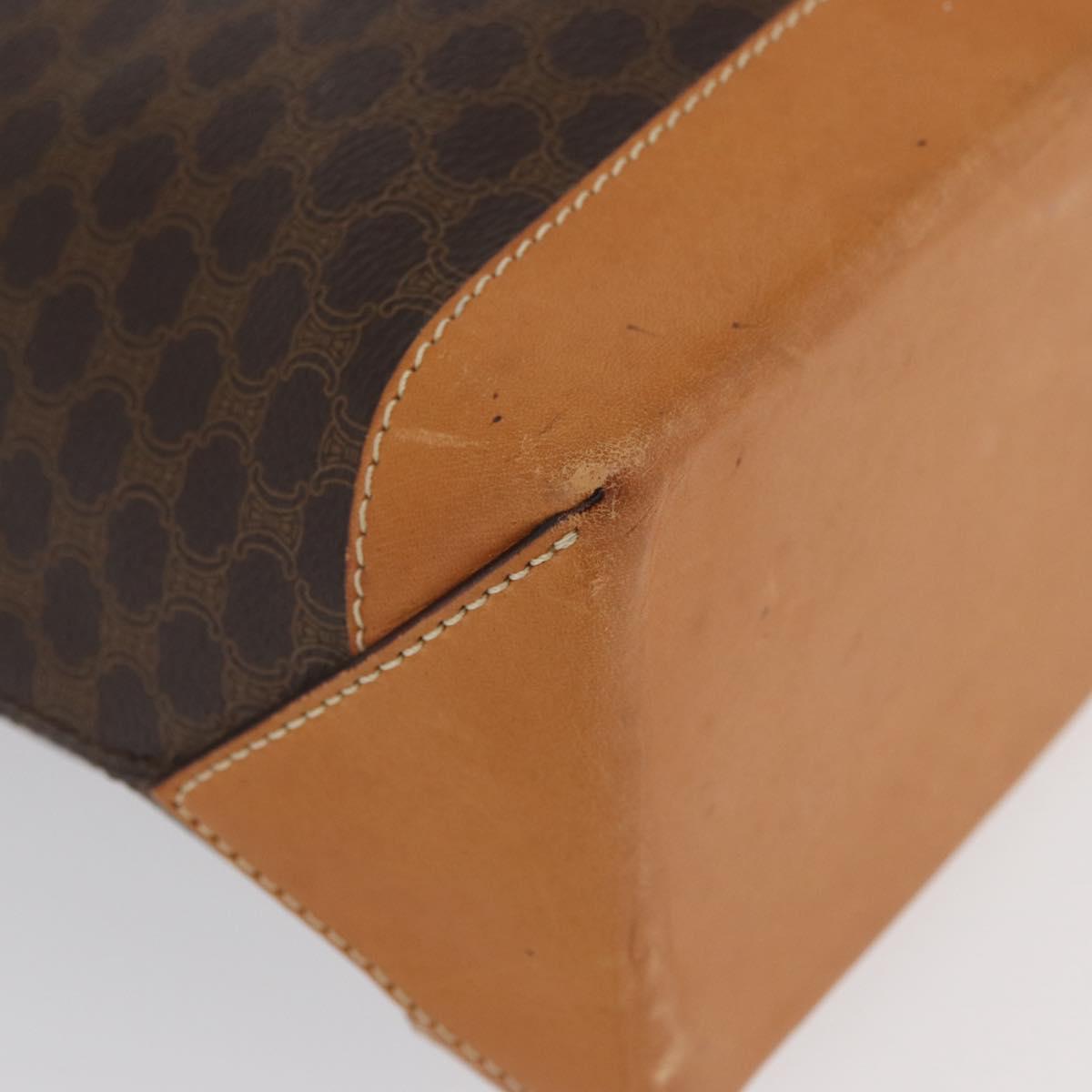 CELINE Macadam Canvas Hand Bag PVC Leather Brown Gold Auth ka3354