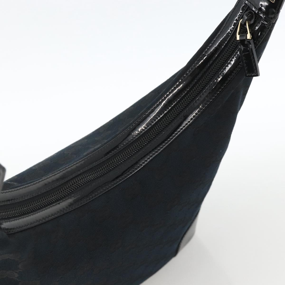 GUCCI GG Canvas Shoulder Bag Black Gold 001 4204 3444 Auth ka3355A