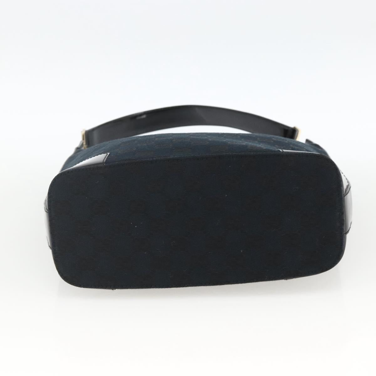 GUCCI GG Canvas Shoulder Bag Black Gold 001 4204 3444 Auth ka3355A