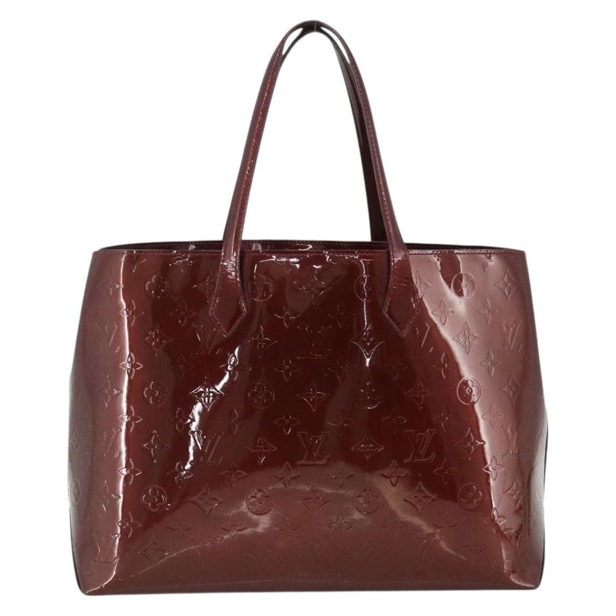 LOUIS VUITTON Vernis Wilshire MM Hand Bag Rouge Favist M91646 LV Auth ka3359