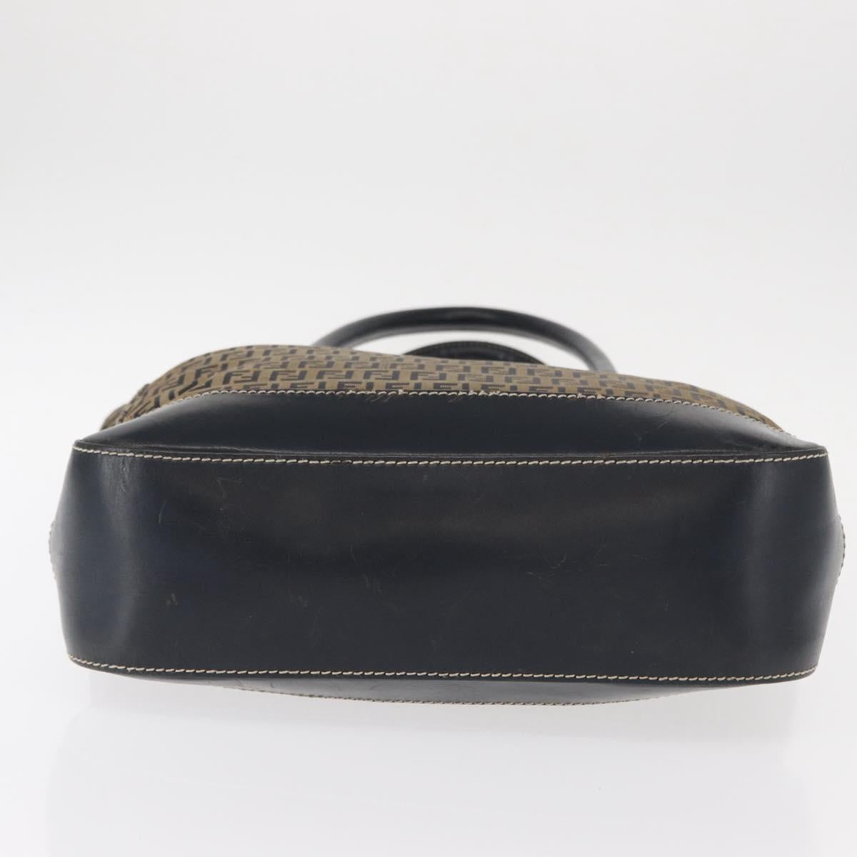 FENDI Zucchino Canvas Tote Bag Navy Silver Auth ka336