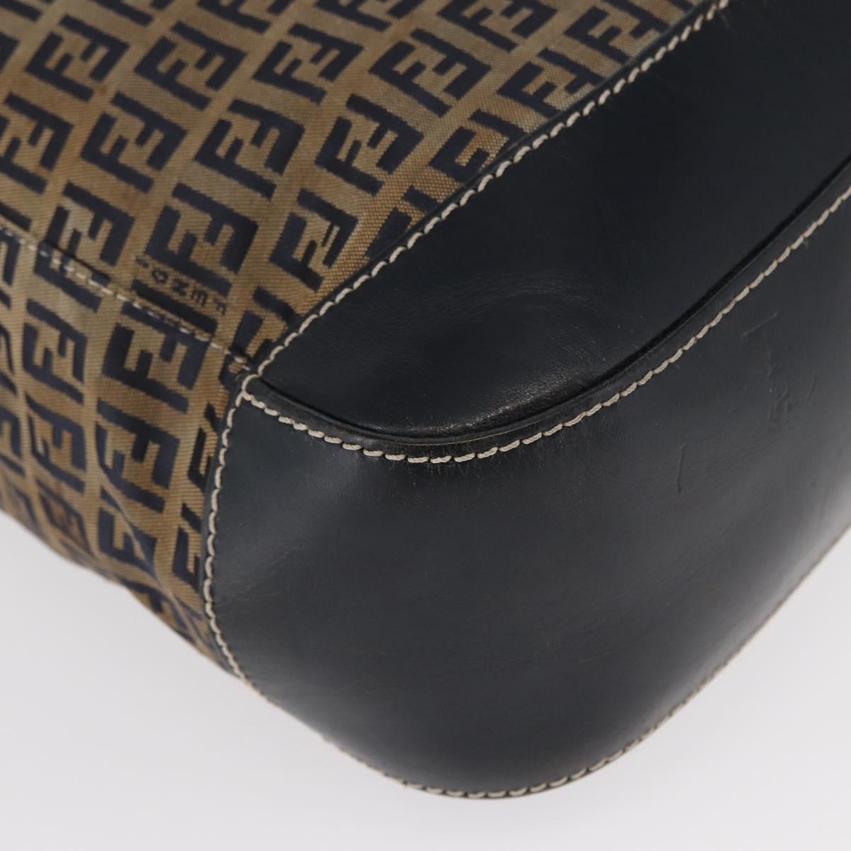 FENDI Zucchino Canvas Tote Bag Navy Silver Auth ka336