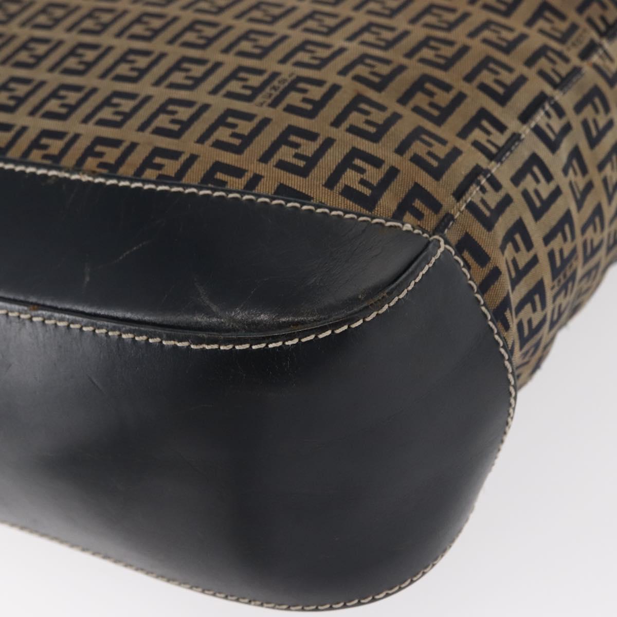 FENDI Zucchino Canvas Tote Bag Navy Silver Auth ka336