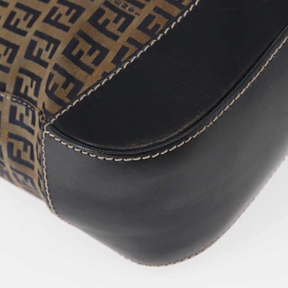 FENDI Zucchino Canvas Tote Bag Navy Silver Auth ka336