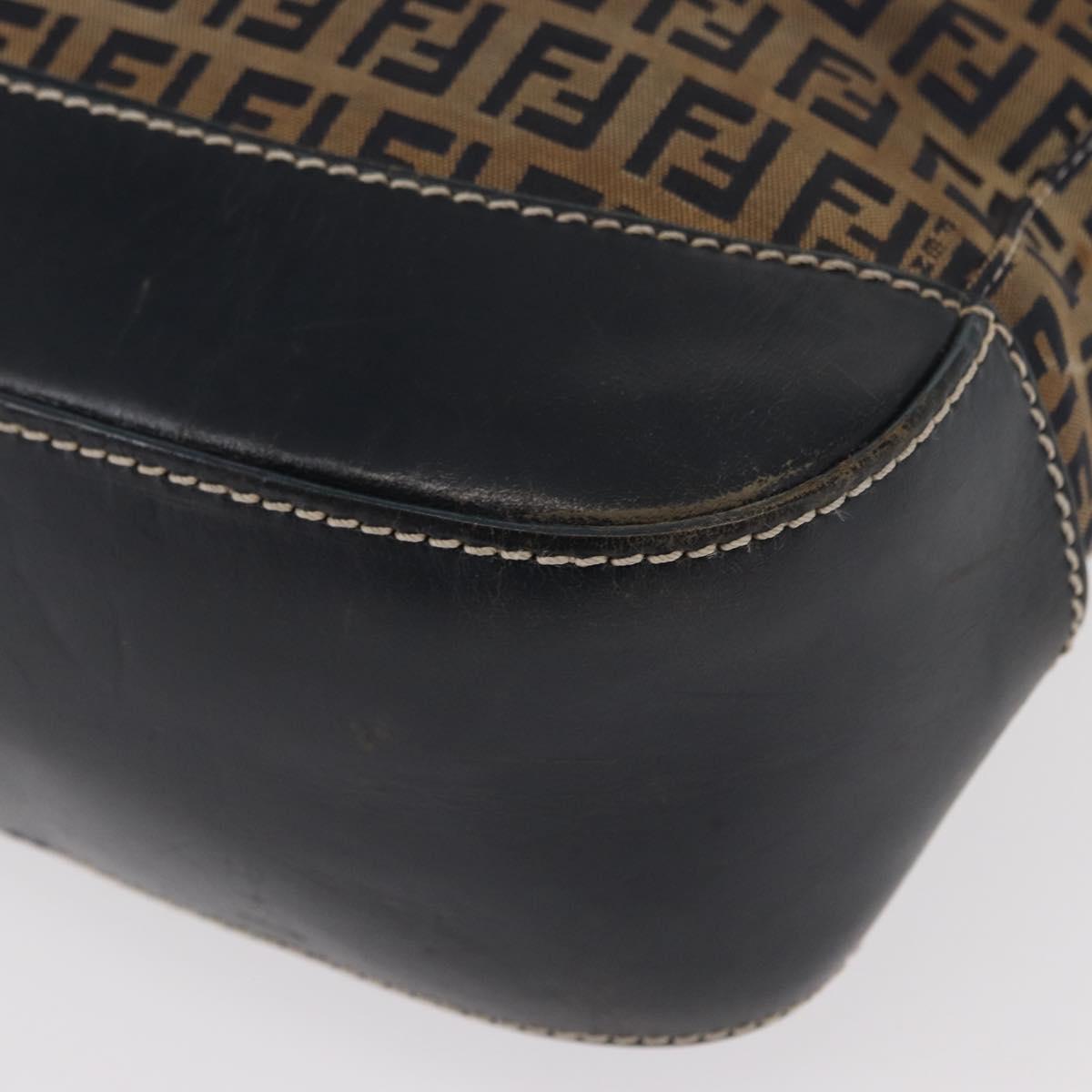 FENDI Zucchino Canvas Tote Bag Navy Silver Auth ka336