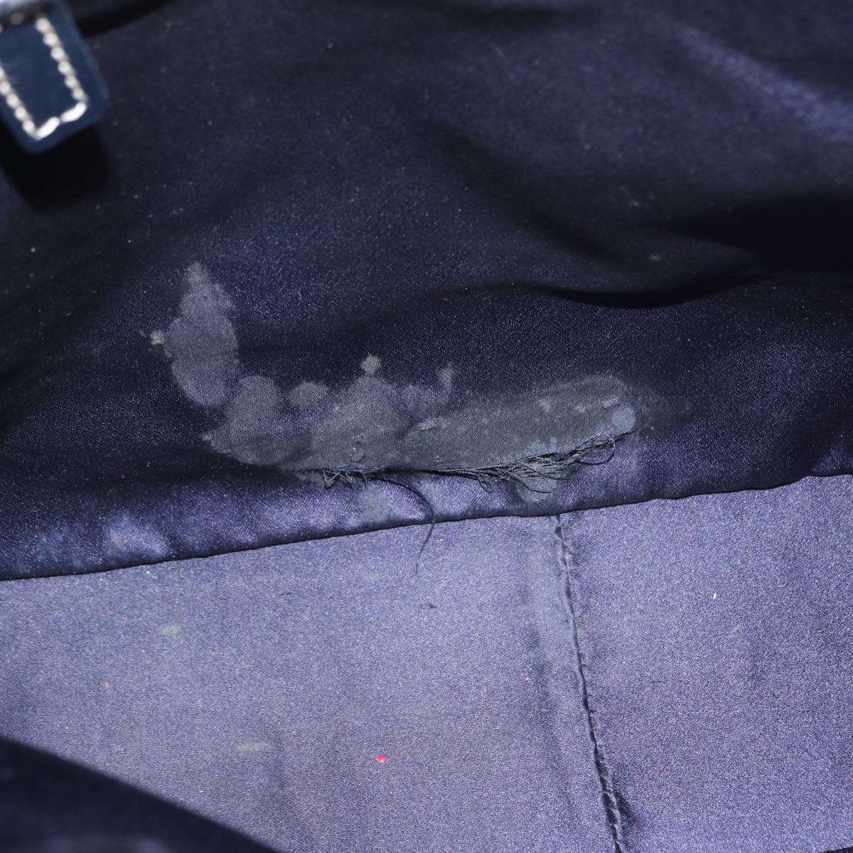 FENDI Zucchino Canvas Tote Bag Navy Silver Auth ka336