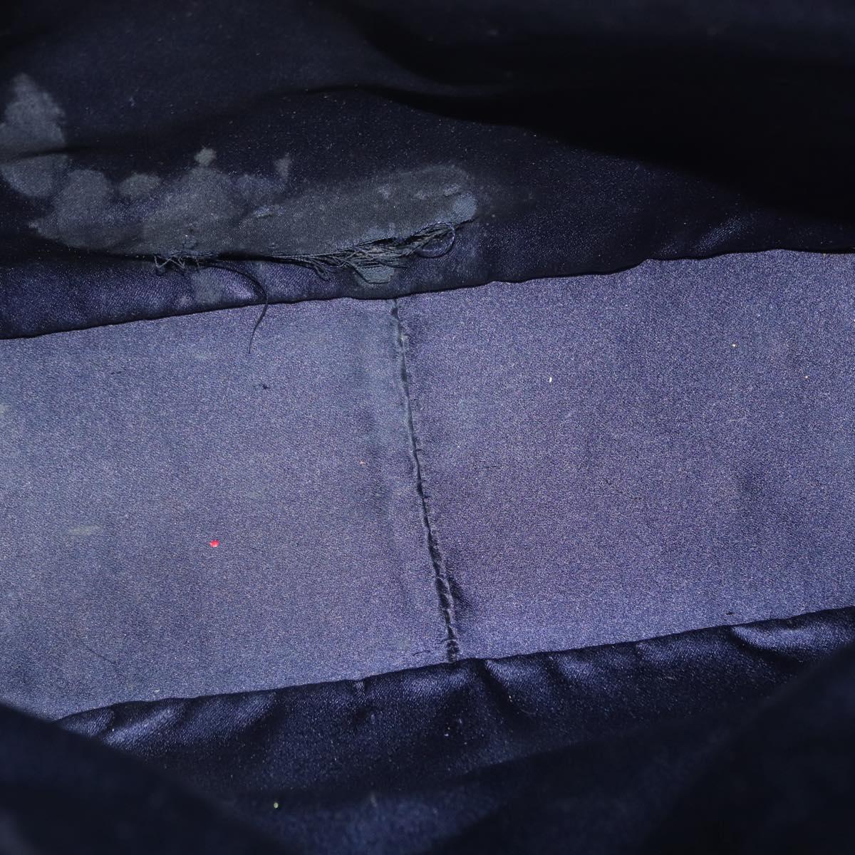 FENDI Zucchino Canvas Tote Bag Navy Silver Auth ka336