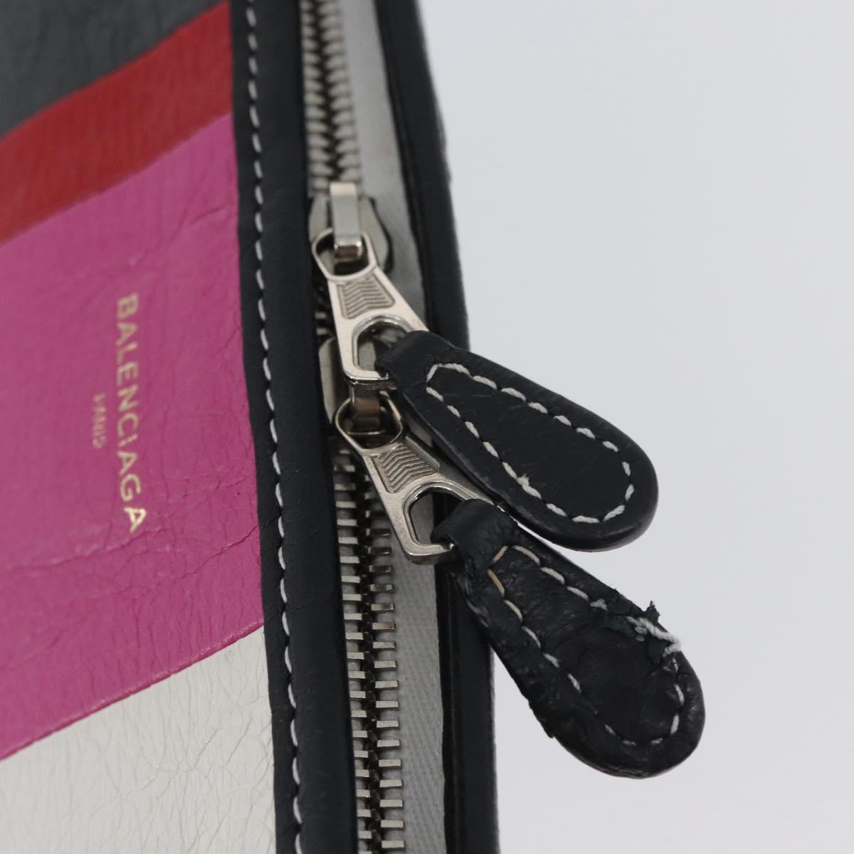 BALENCIAGA Clutch Bag Leather Multicolor Silver 443658 Auth ka3360