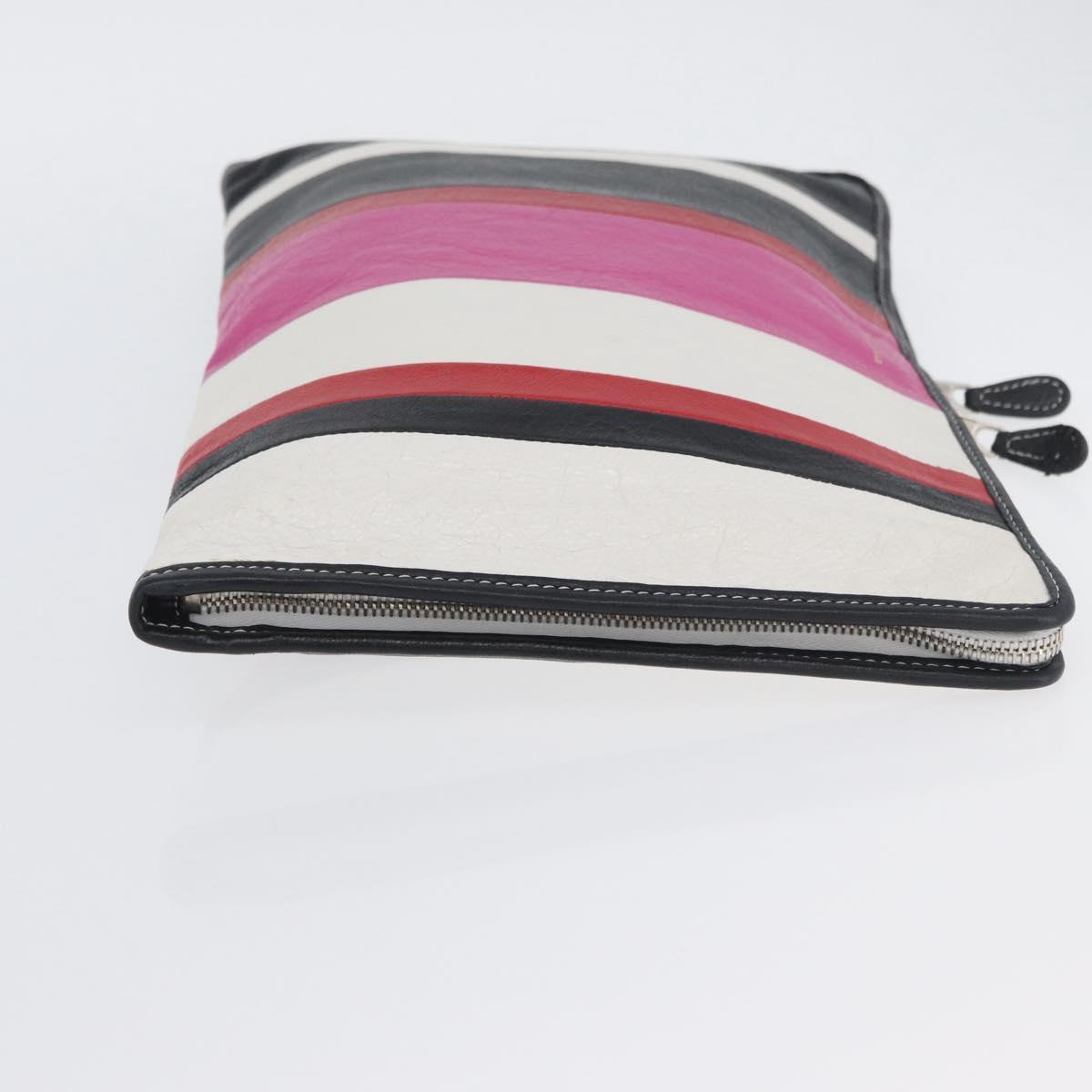 BALENCIAGA Clutch Bag Leather Multicolor Silver 443658 Auth ka3360