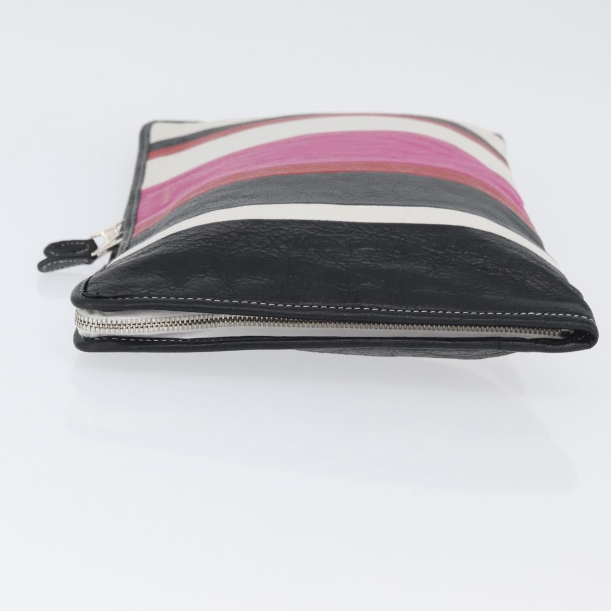 BALENCIAGA Clutch Bag Leather Multicolor Silver 443658 Auth ka3360