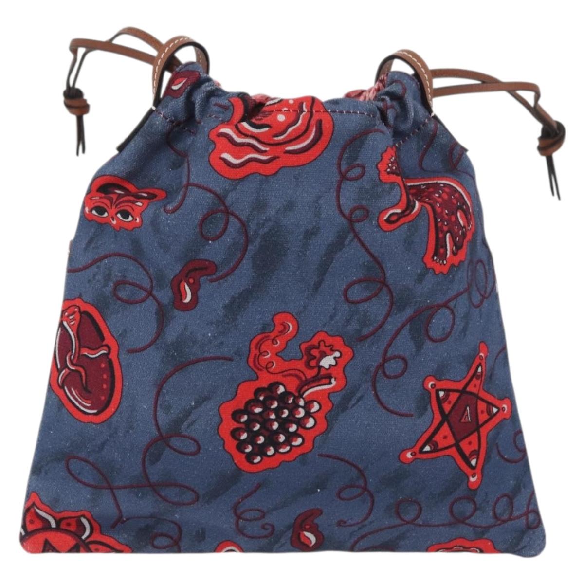 LOEWE Anagram Paula's Ibiza Drawstring Shoulder Bag Canvas Blue Auth ka3363M