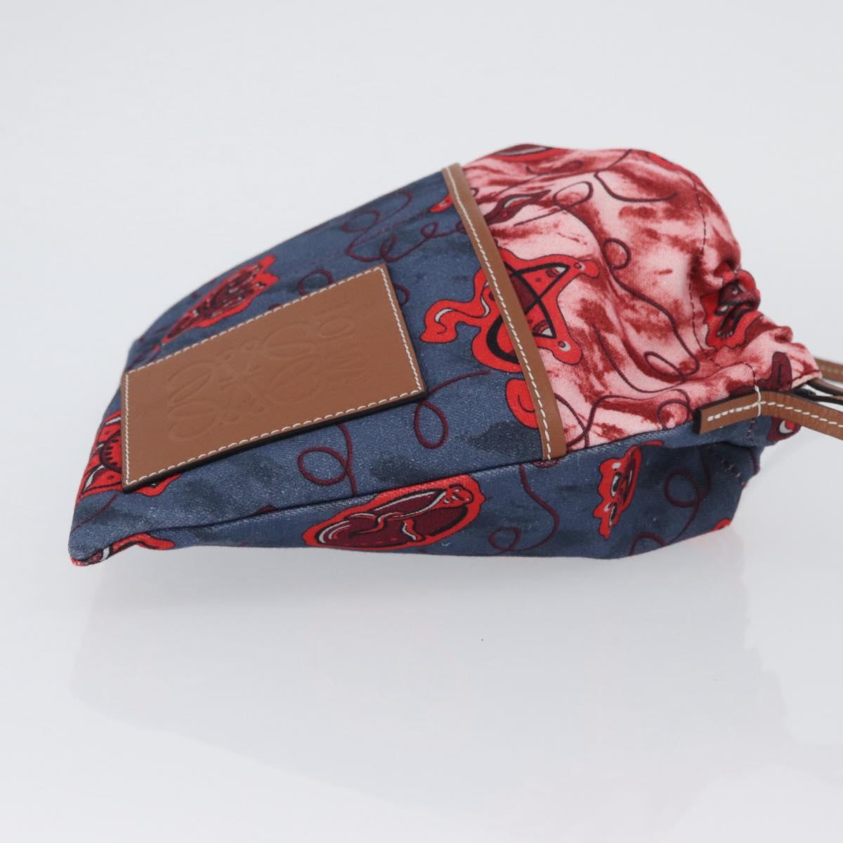 LOEWE Anagram Paula's Ibiza Drawstring Shoulder Bag Canvas Blue Auth ka3363M
