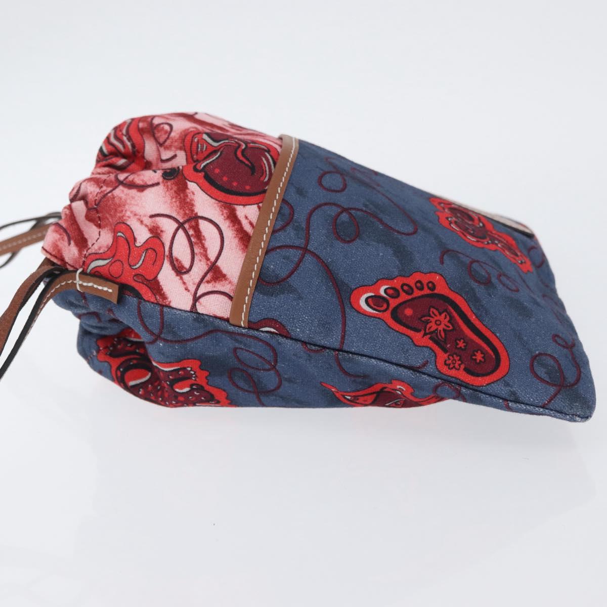 LOEWE Anagram Paula's Ibiza Drawstring Shoulder Bag Canvas Blue Auth ka3363M