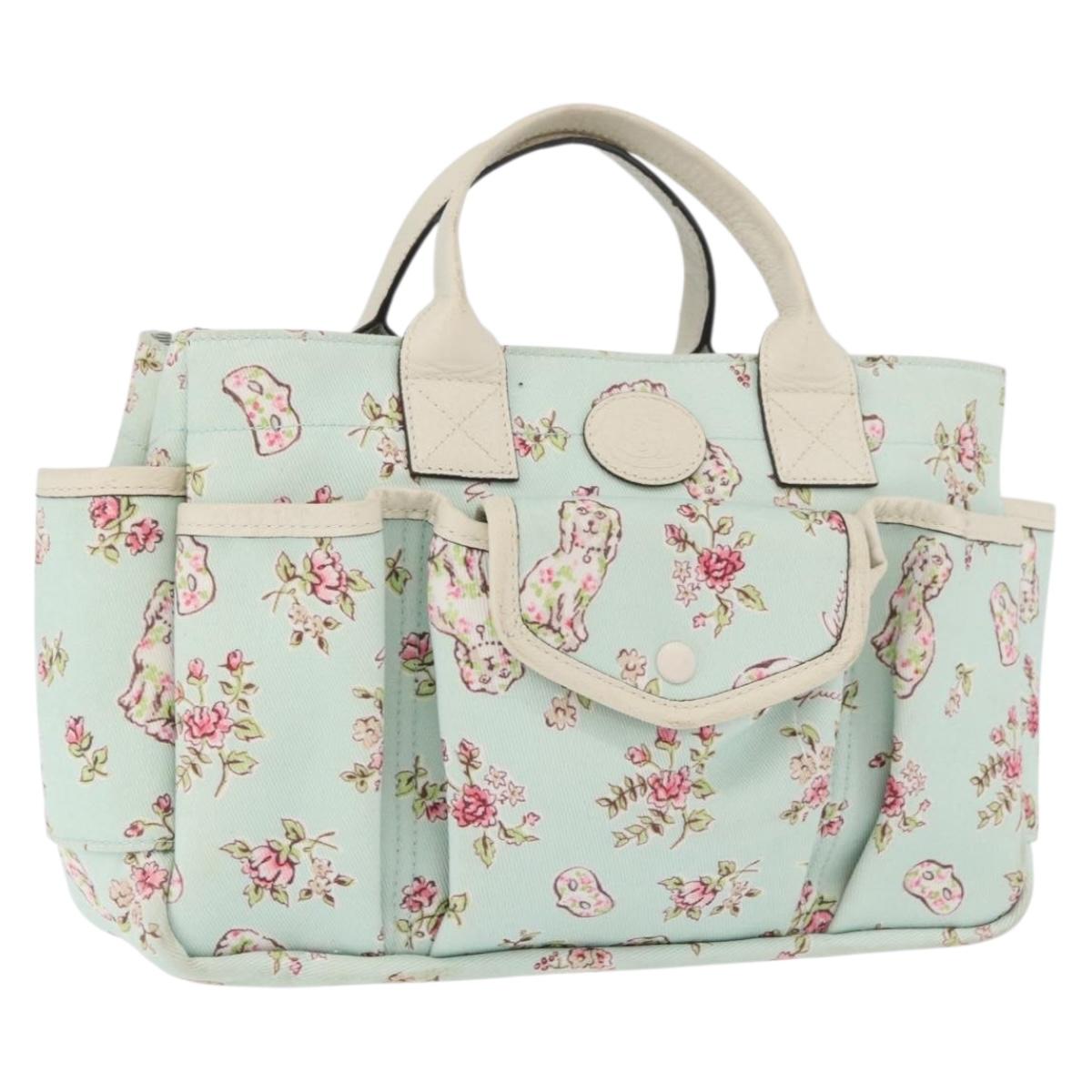 GUCCI Hand Bag Canvas Light Blue Auth ka3365