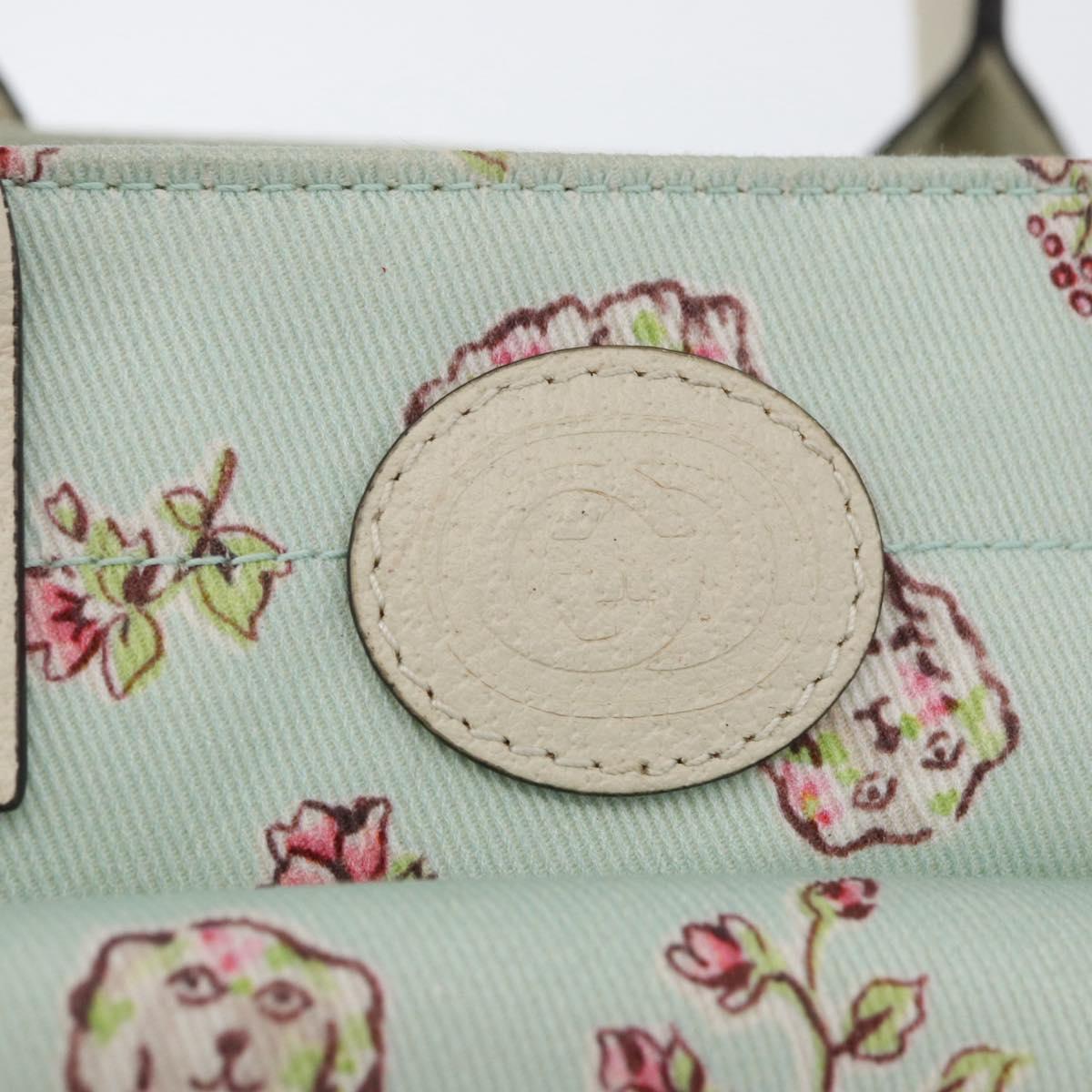 GUCCI Hand Bag Canvas Light Blue Auth ka3365