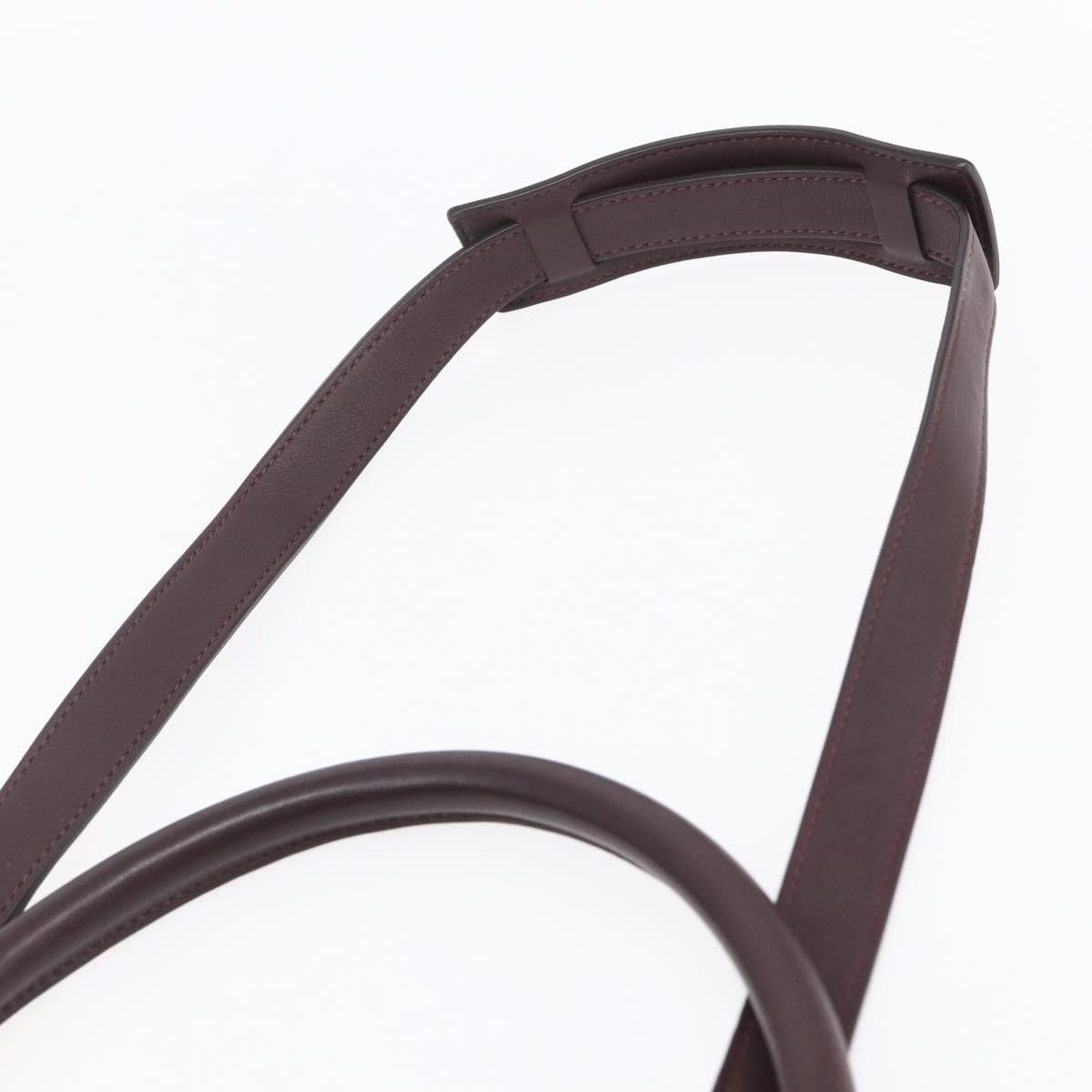 CELINE Trapeze Hand Bag Leather 2way Brown Black gold Auth ka337