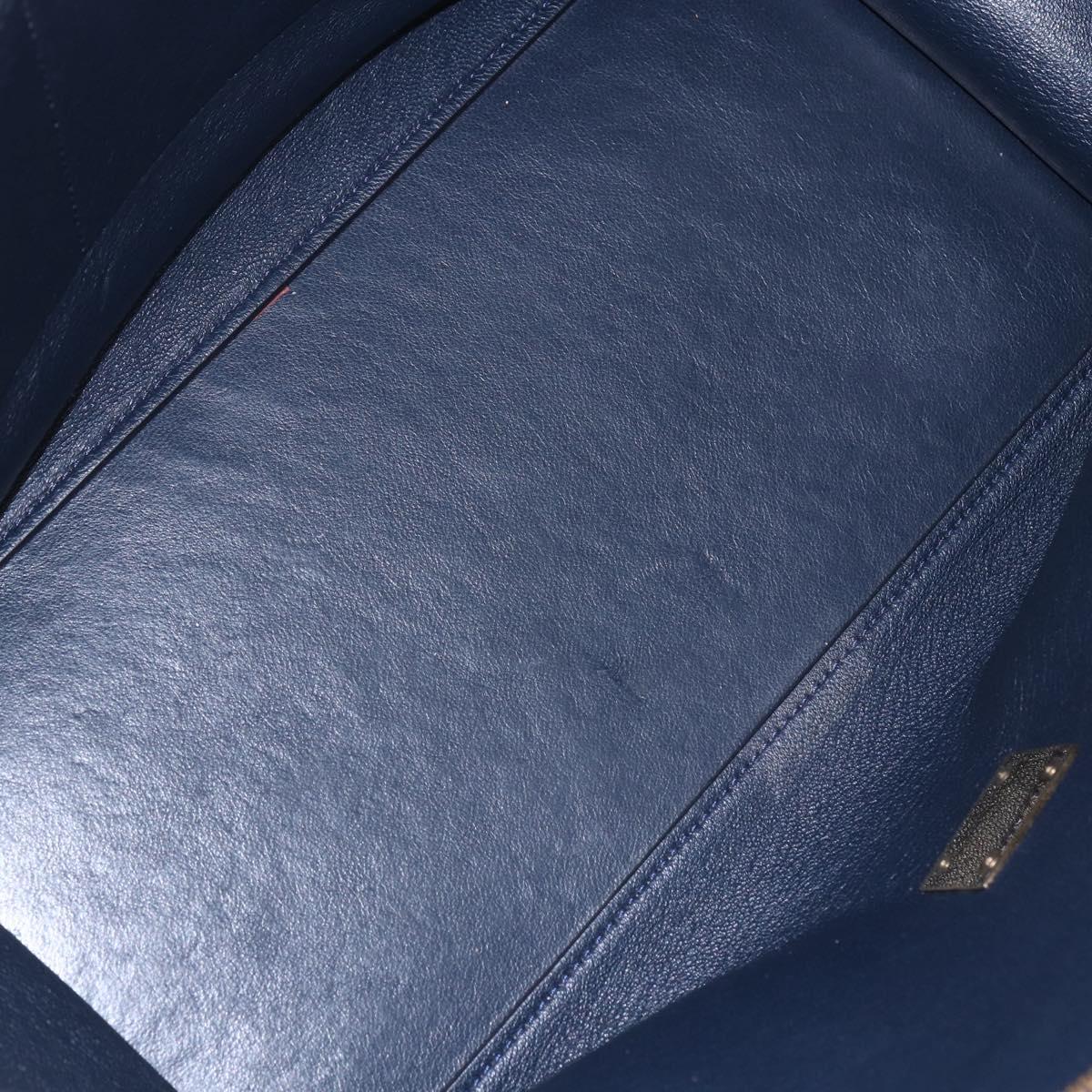 CELINE Trapeze Hand Bag Leather 2way Brown Black gold Auth ka337