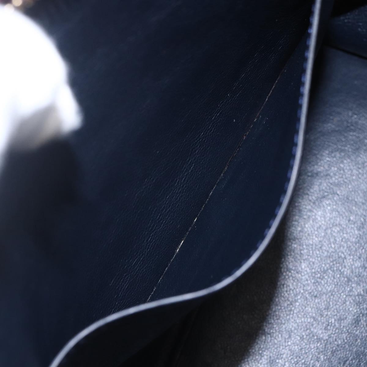 CELINE Trapeze Hand Bag Leather 2way Brown Black gold Auth ka337