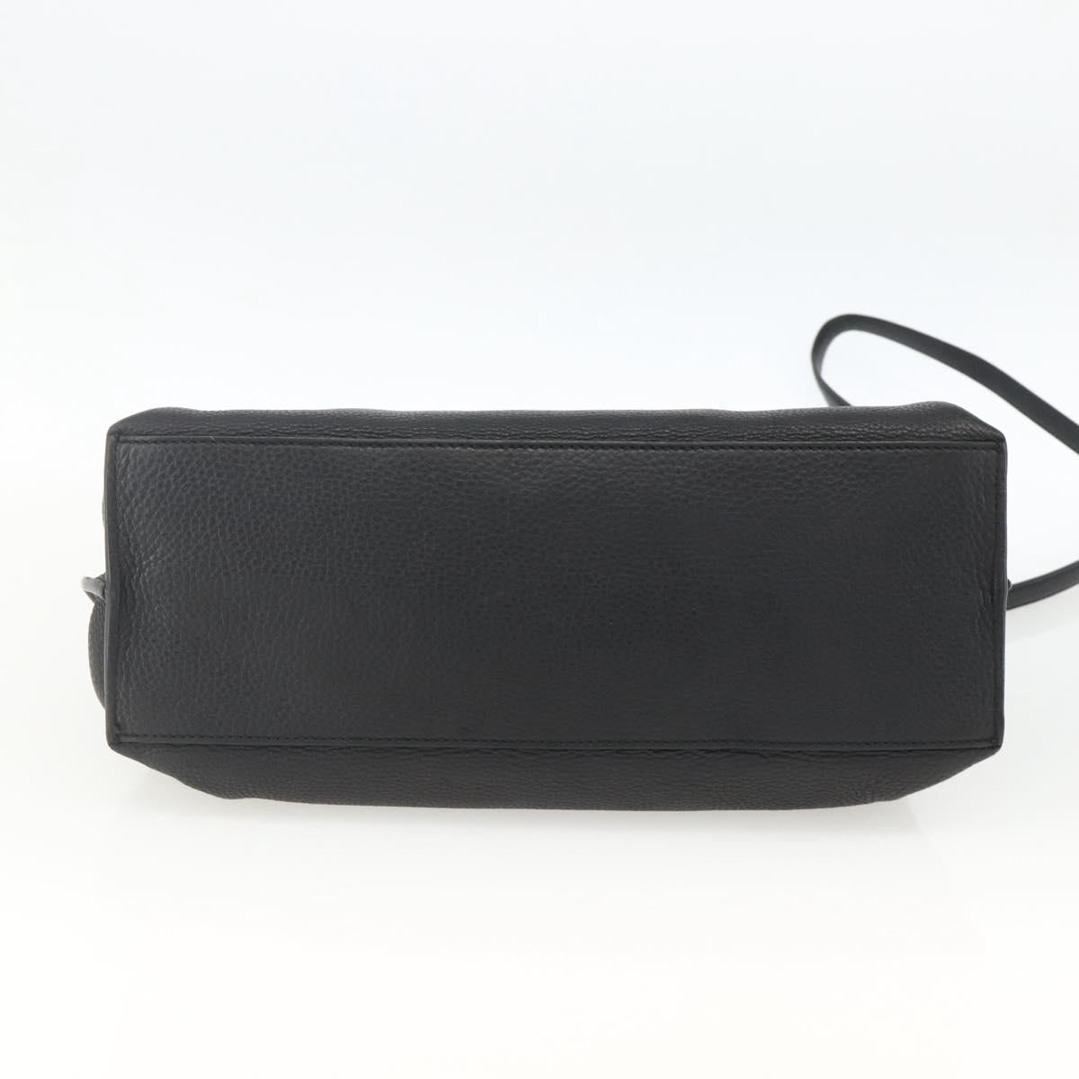 GUCCI Bamboo Hand Bag Leather 2way Black Silver 392013 Auth ka3371