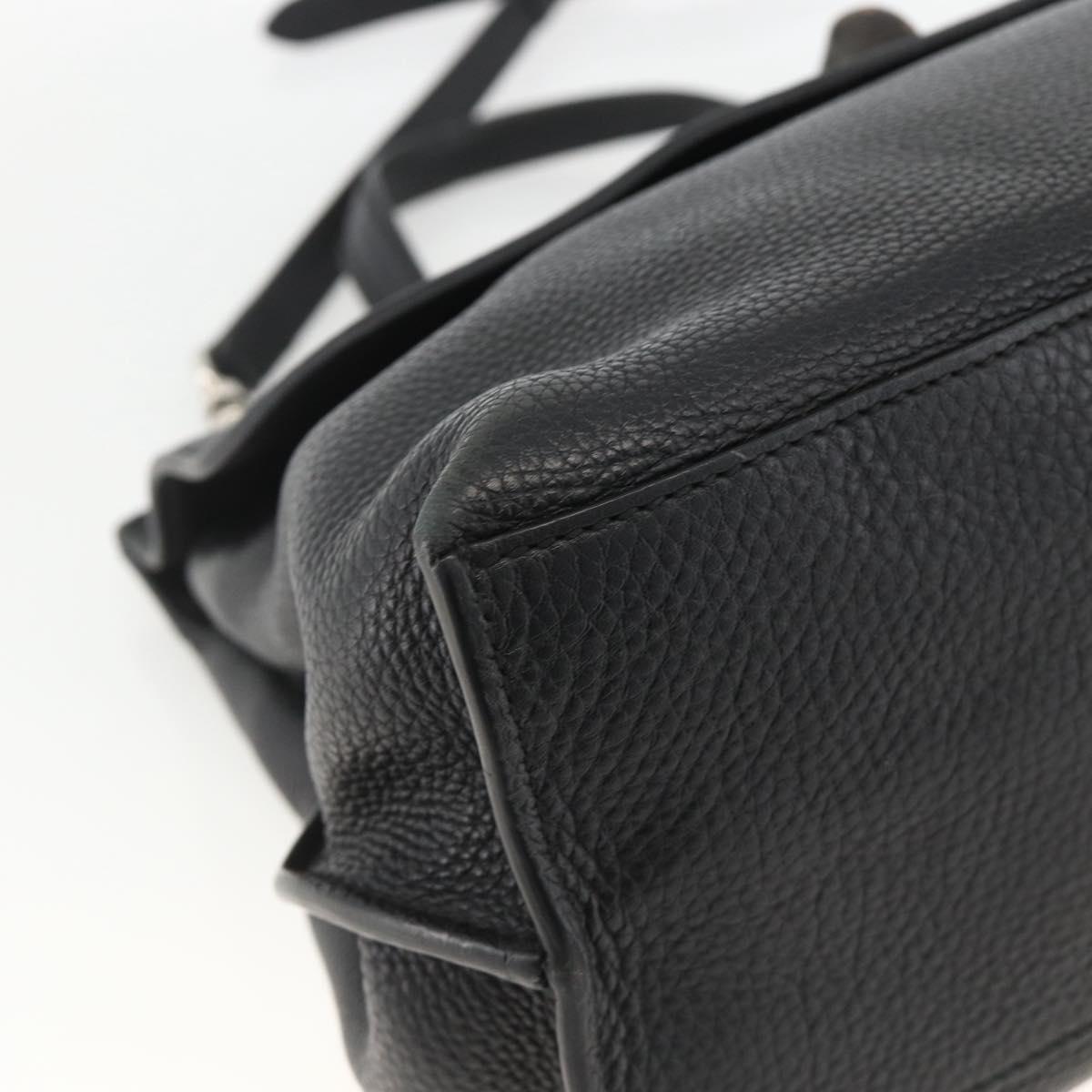 GUCCI Bamboo Hand Bag Leather 2way Black Silver 392013 Auth ka3371