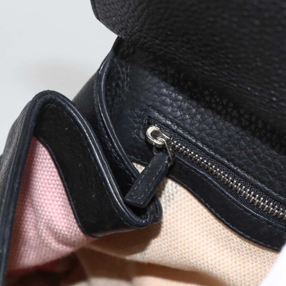 GUCCI Bamboo Hand Bag Leather 2way Black Silver 392013 Auth ka3371
