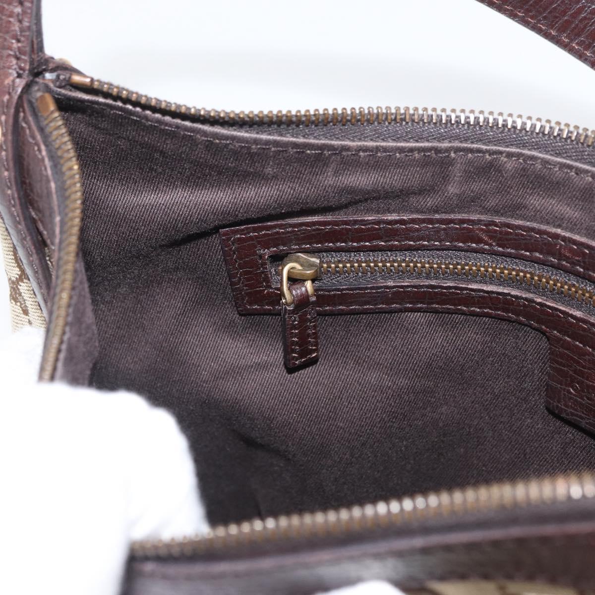 GUCCI GG Canvas Horsebit Shoulder Bag Beige Gold 114890 Auth ka3375SAV