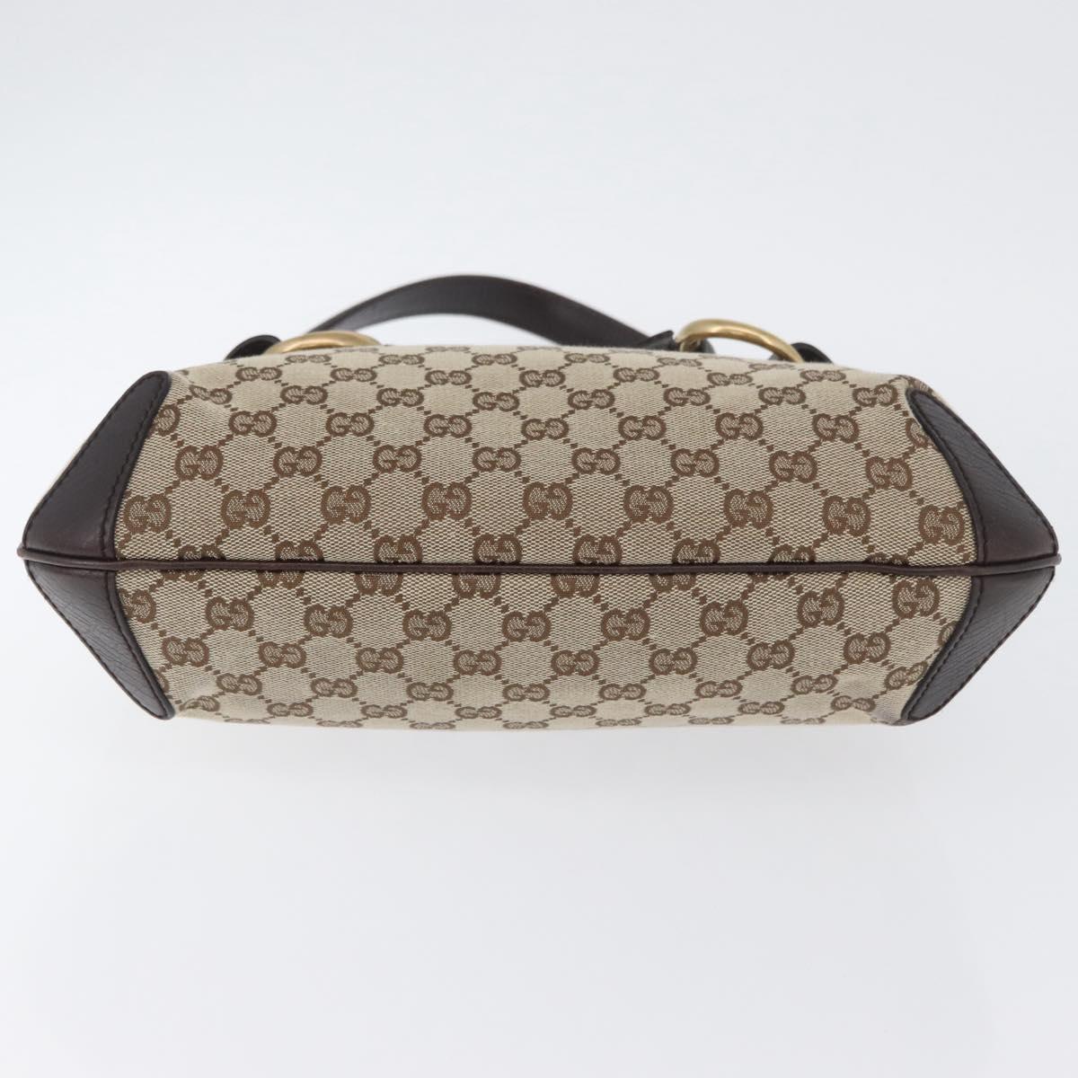 GUCCI GG Canvas Horsebit Shoulder Bag Beige Gold 114890 Auth ka3375SAV